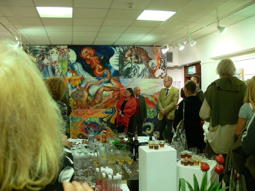 Curatorial project led by Kasia Kaldowski – exhibition opening with visitors and artworks on display