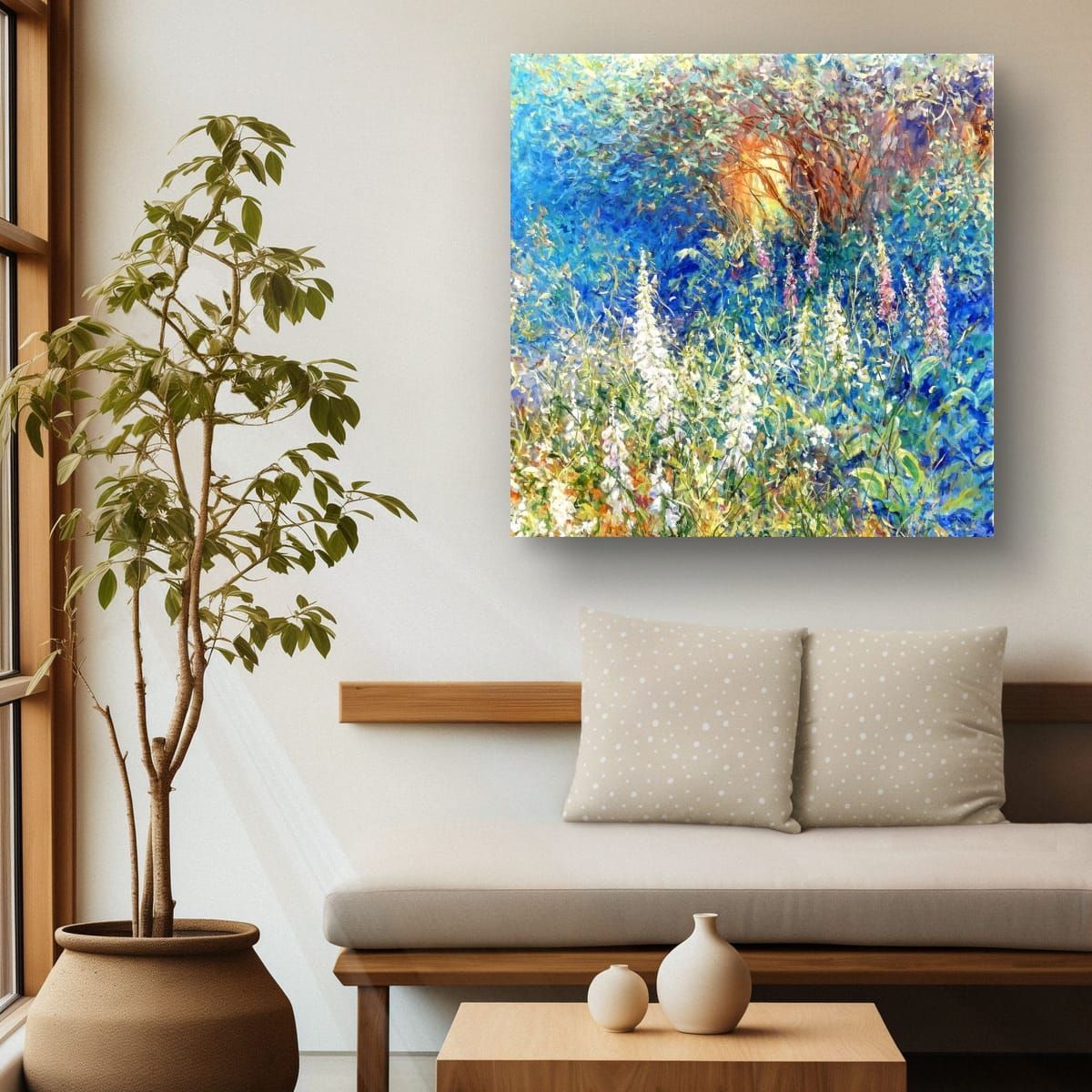 Midsummer Magic painting by Mariusz Kaldowski acrylic on canvas 90 x 90cms.  Painting deicting beaut