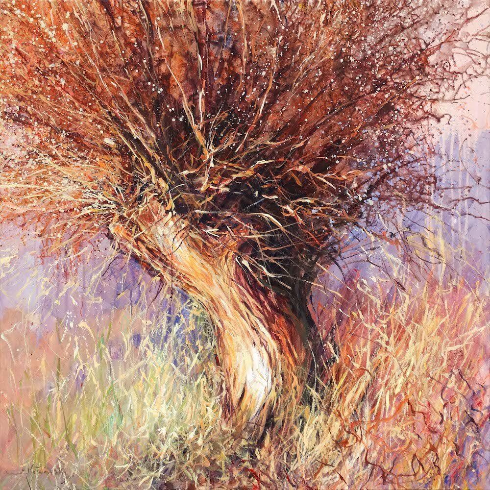Tree painting “Old Willow” by Mariusz Kaldowski — acrylic on canvas, 80 × 0 cm