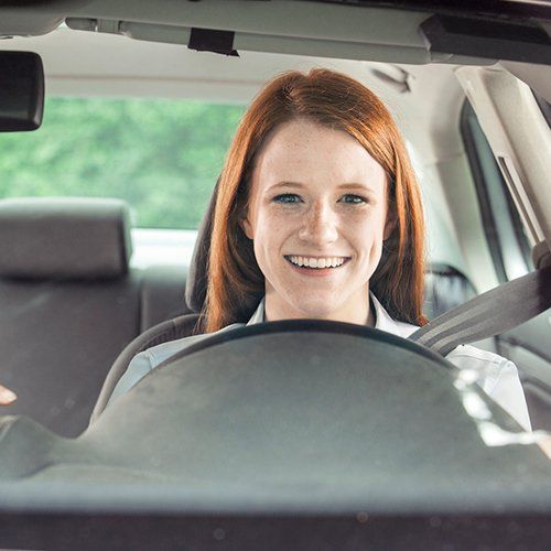 Riverside — Happy Student Learning How To Drive in Riverside, CT