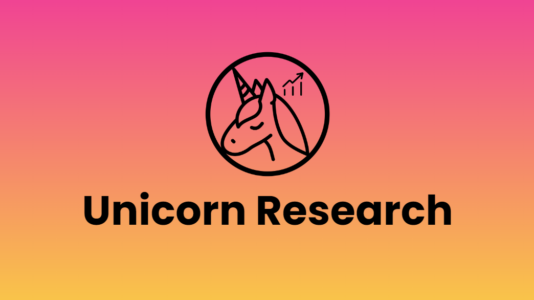 Unicorn Growth Logo with the Unicorn Research product name on a gradient pink to orange background.