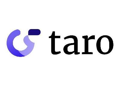 A taro logo with a purple circle in the middle on a white background.