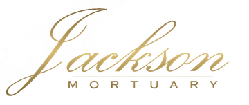 Gold logo for Jackson Mortuary featuring the word