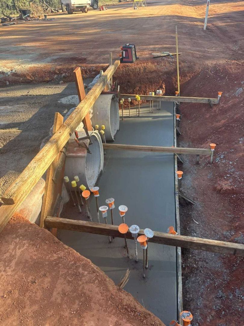 Concrete Pipes With A Concrete Base around Them— Wieland Contracting In Tolga, QLD