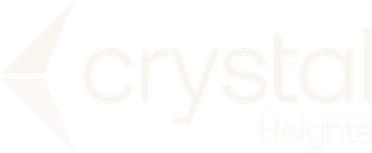 Crystal Heights logo in pale beige and white on a white background