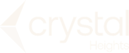 Crystal Heights logo in pale beige and white on a white background
