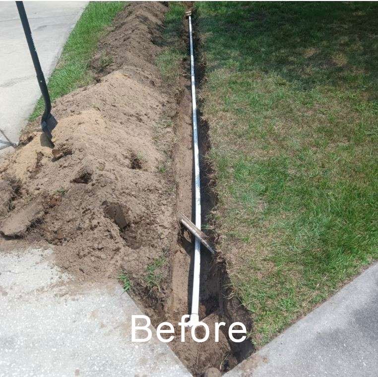 Sewer pipe repairs with tree roots before 1