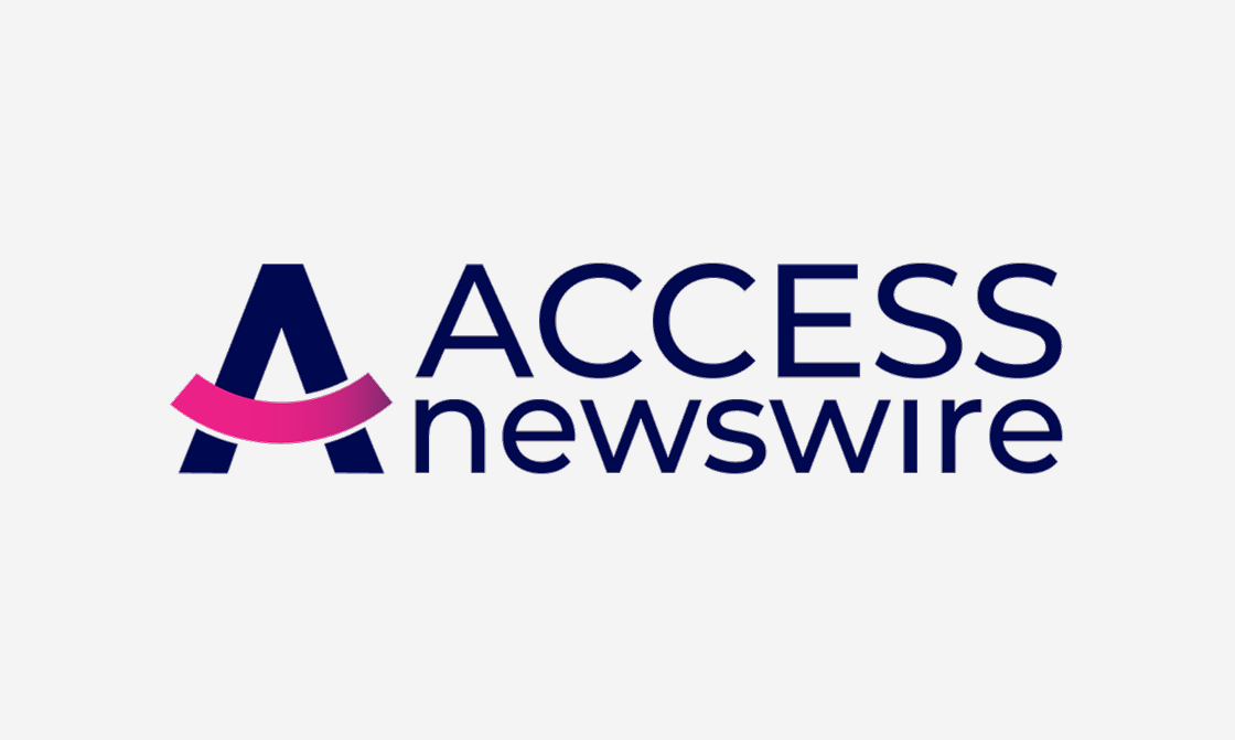 The logo for access newswire is a blue and pink logo on a white background.
