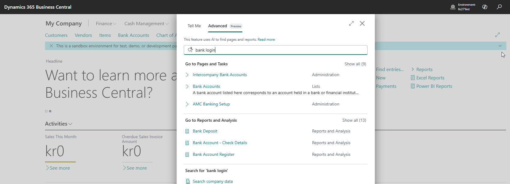 Business Central Advanced Search