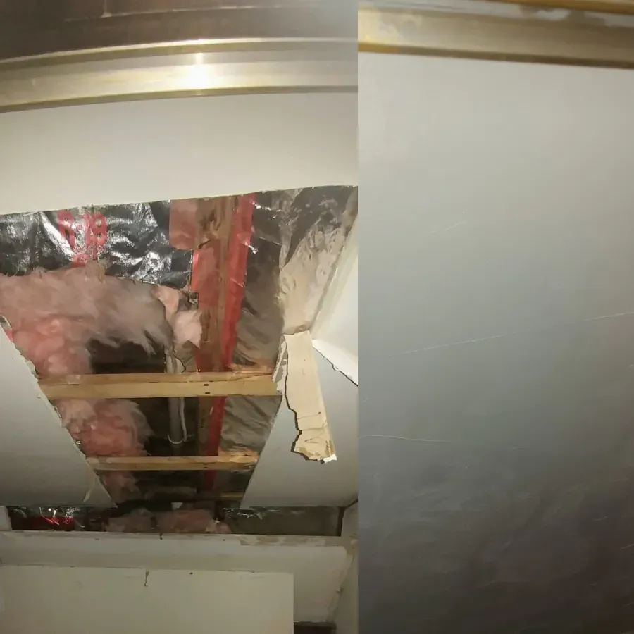 A picture of a ceiling with a hole in it