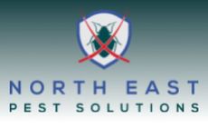 A logo for North East Pest Solutions with a bug crossed out