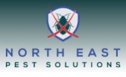 A logo for North East Pest Solutions with a bug crossed out