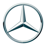 Mercedes-Benz logo: a silver three-pointed star inside a silver circle.