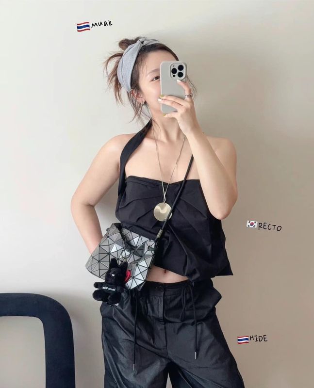 美國小眾品牌時尚菱格紋抽繩豆腐包