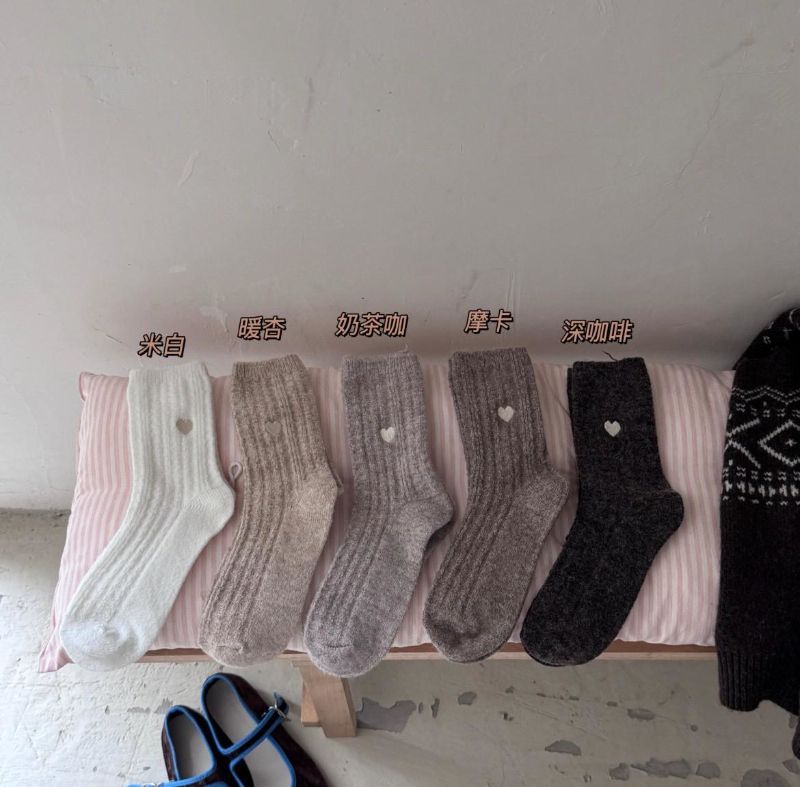 韓系簡約羊毛保暖襪 5入組
