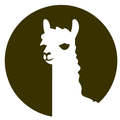 a black and white silhouette of an alpaca in a circle .