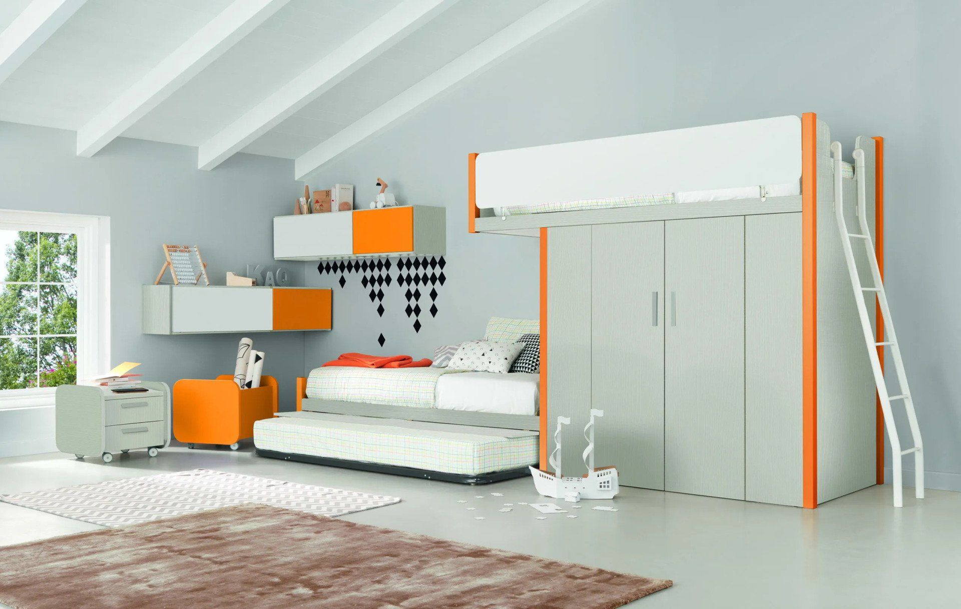 cameretta bianca e arancione