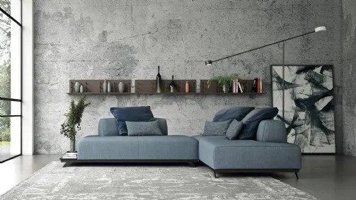 divano angolare color grigio-blu