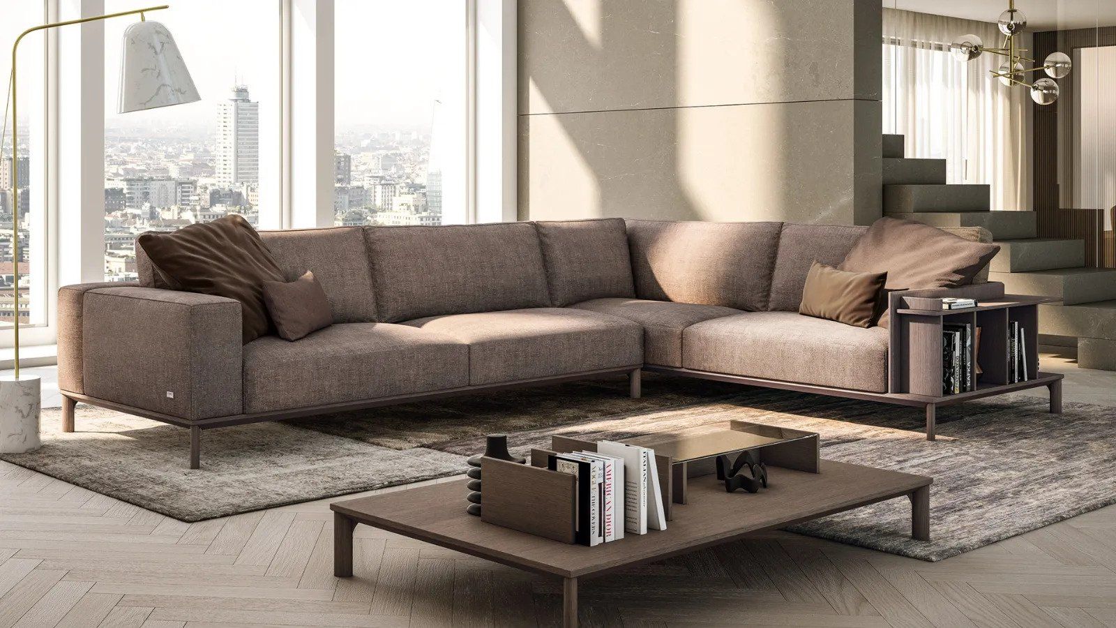 grande divano angolare in un living room di lusso