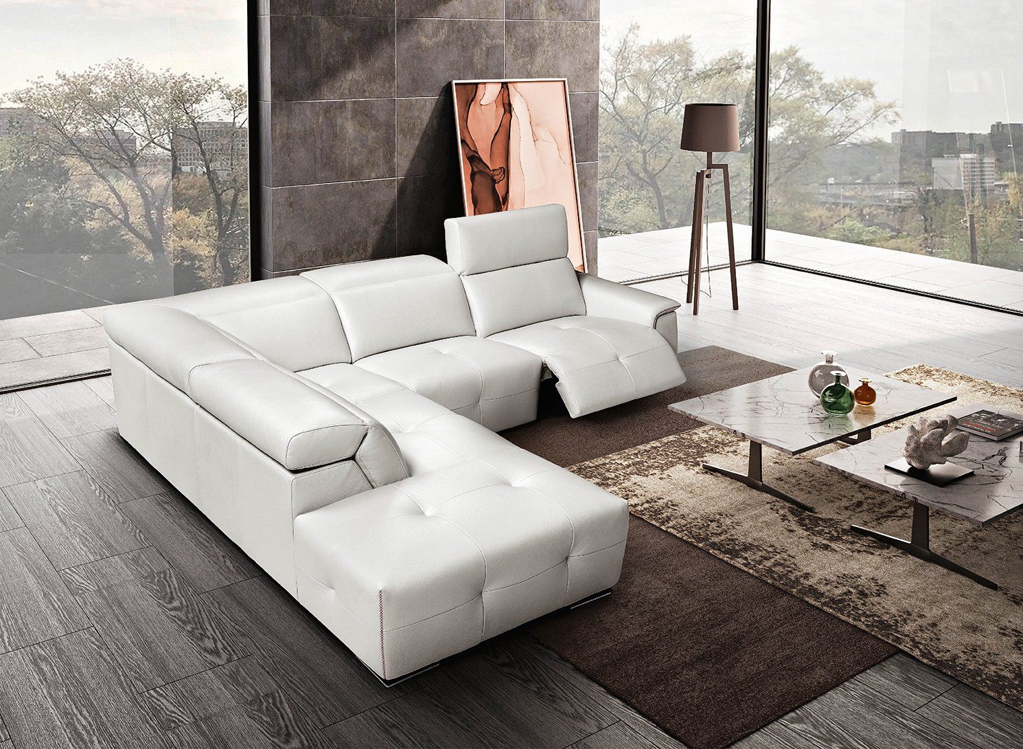 divano a elle bianco