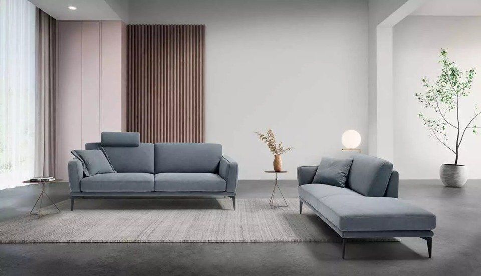 divani a salerno a due posti e chaise longue azzurro chiaro