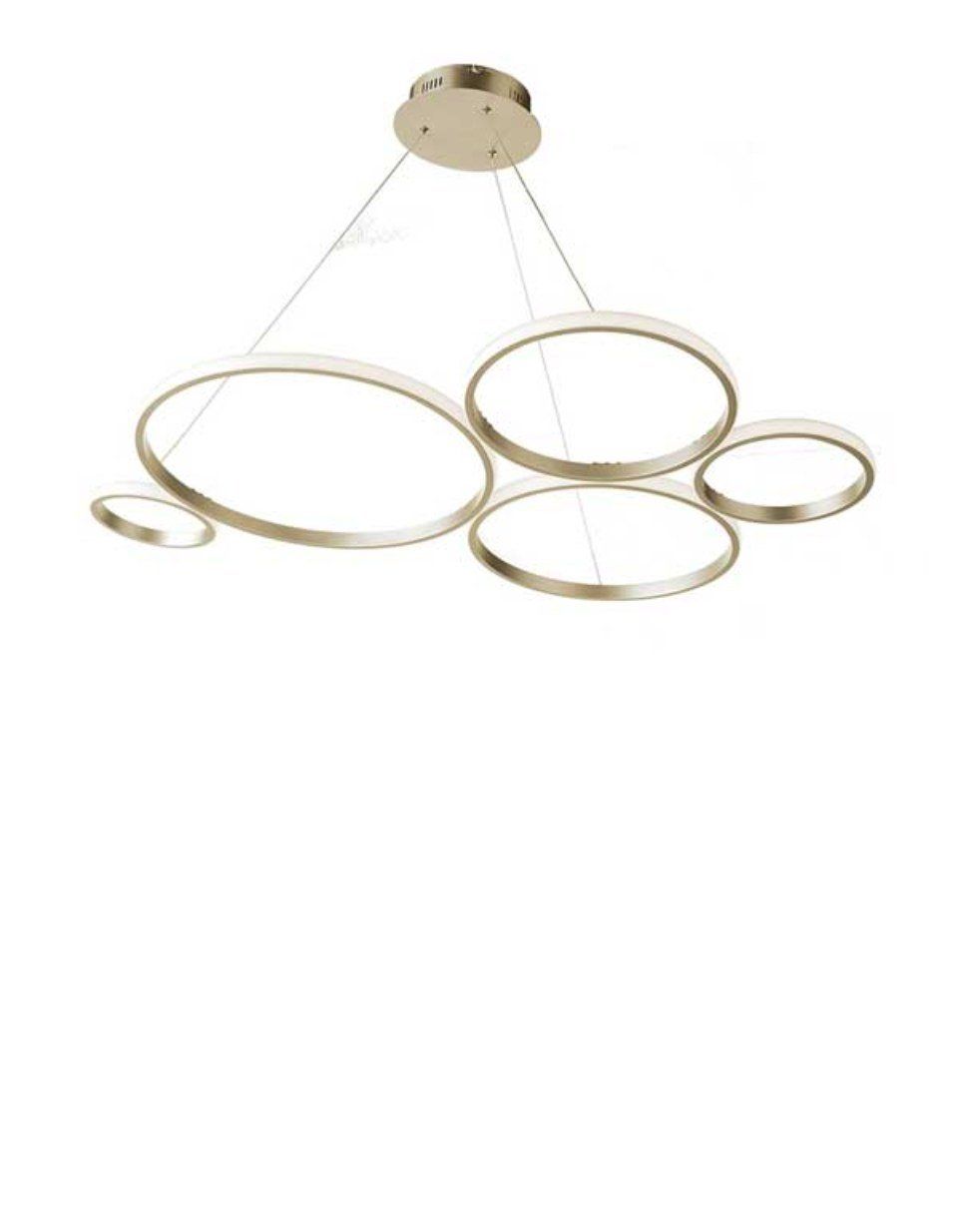 lampadario dorato con cerchi di varie misure