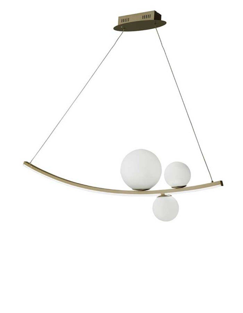 lampadario con fascia e 3 globi