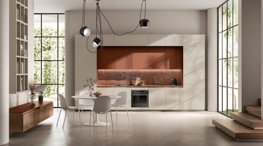 cucina moderna sui toni del grigio tortora
