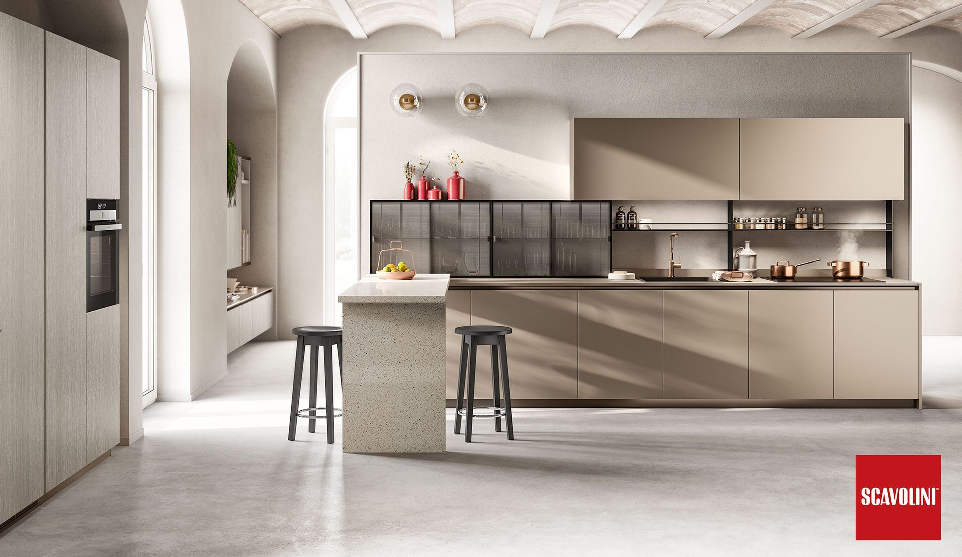 arredo cucina sui toni del beige chiaro