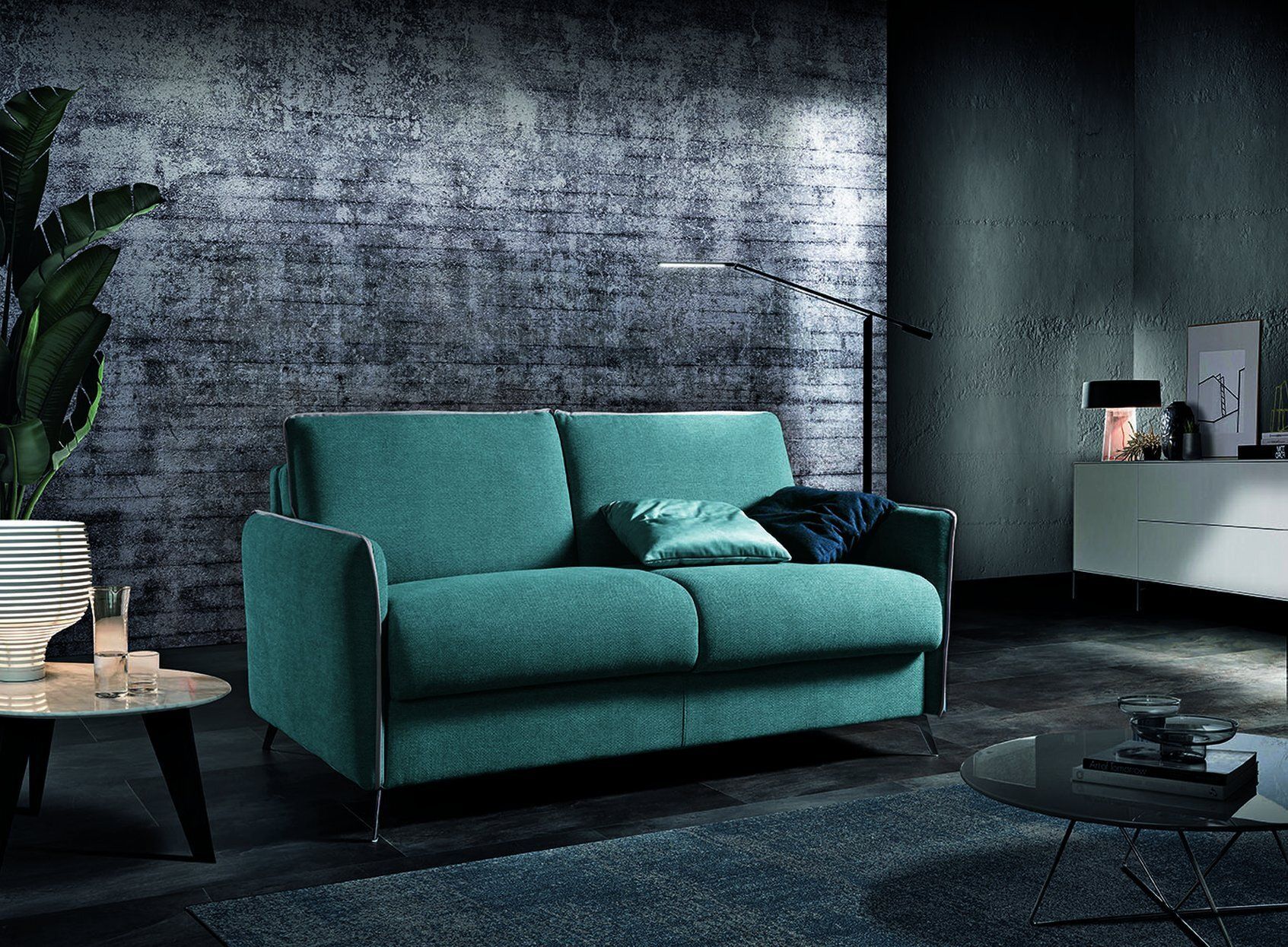 divano a due posti color ottanio