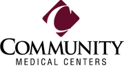 Logo for Community Medical Centers: Burgundy diamond with stylized