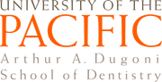University of the Pacific Arthur A. Dugoni School of Dentistry logo in orange and gray.