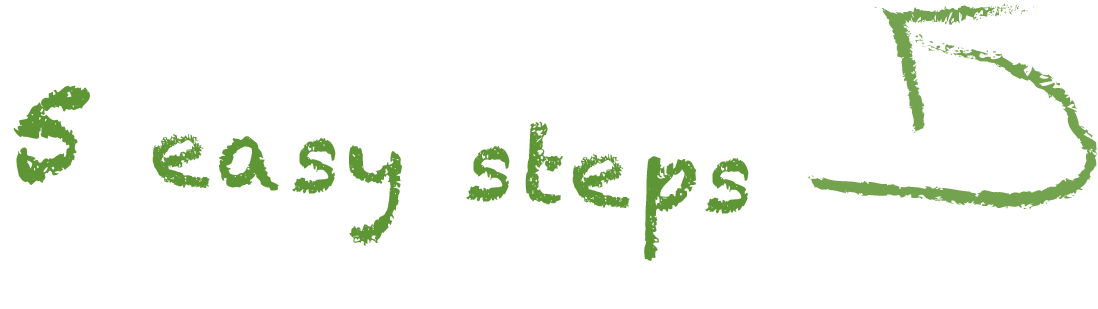 The words `` 5 easy steps '' are written in green on a white background.