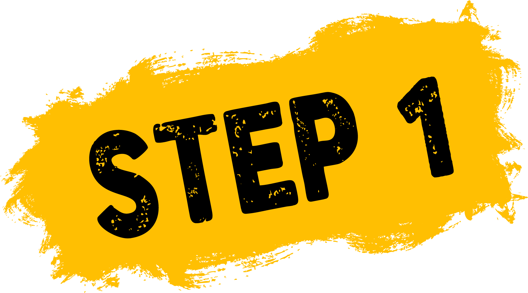 The word step 1 is written in black on a yellow background.