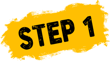 The word step 1 is written in black on a yellow background.