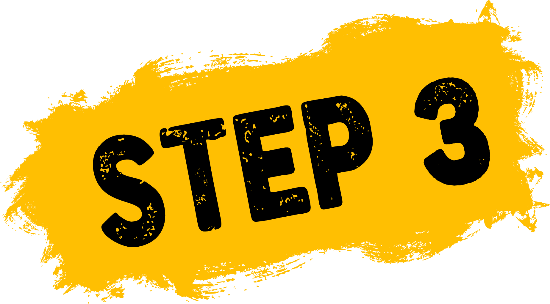 The word step 3 is written in black on a yellow background