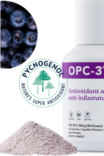 Close-up of Isotonix OPC-3 antioxidant formula in glass