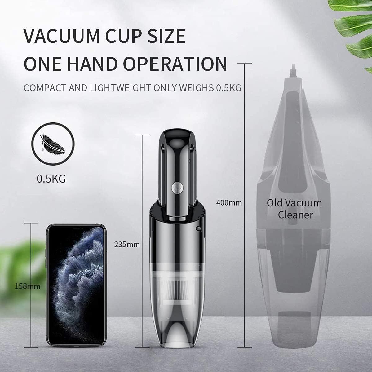 LIPUWS Mini Portable Car Vacuum Cordless,Handheld Vacuum for Quick Cleaning,Hand held vacuuming, Dust Buster Cordless Rechargeable for Car Home and Office