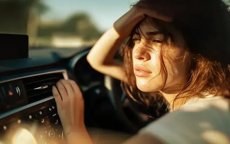 A woman in her hot car — Sell Any Car Fast in Brisbane, QLD