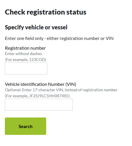 VIN Check QLD Webpage VIN Number Check QLD Screenshot