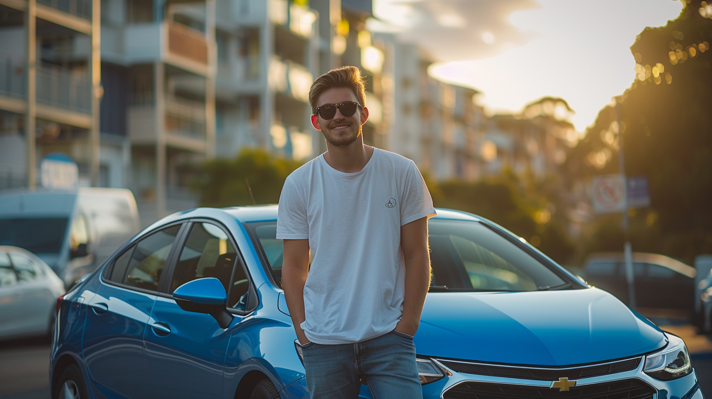 A man in front of his blue car - Sell Any Car Fast Brisbane QLD