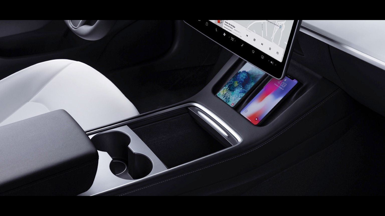 Tesla Model 3 Performance interior with dual wireless charging - sell any car fast