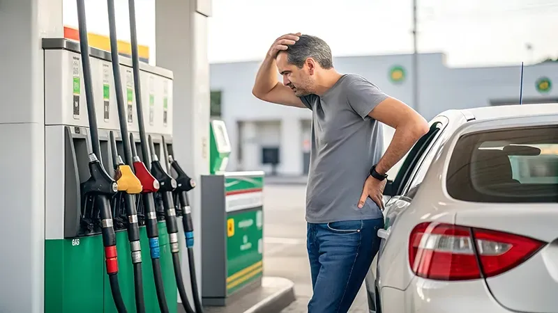 A man cant decide which fuel to put in his car