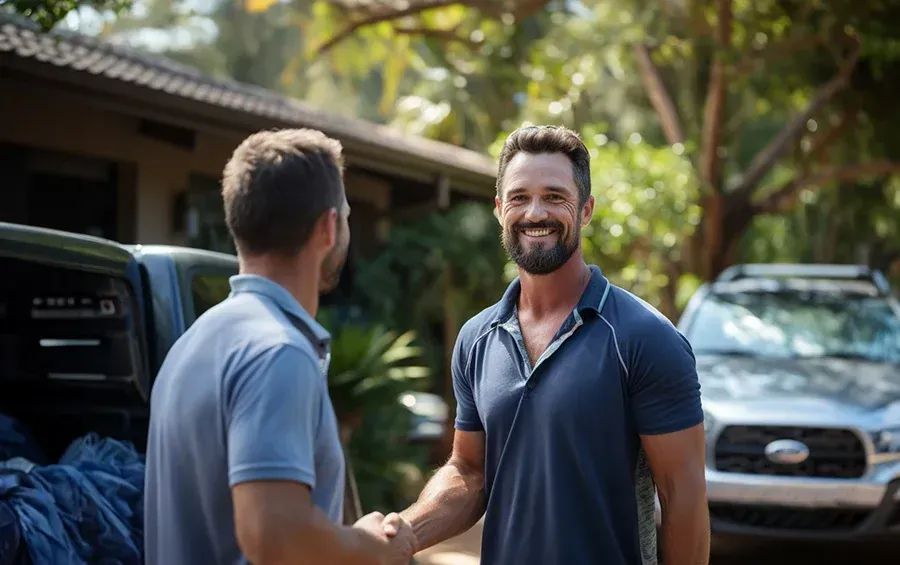 Car buyer meeting with vehicle owner in Queensland