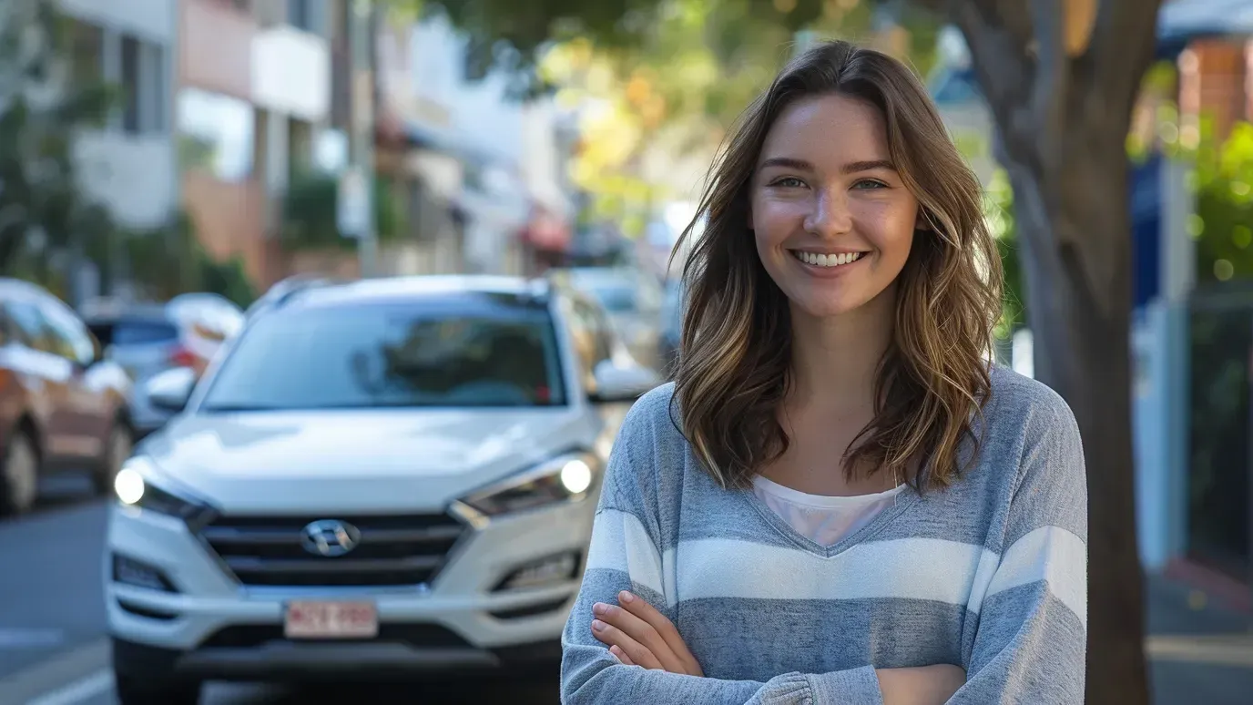 A Woman Is Standing in Front of a new car | Sell Any Car Fast in Eagle Farm, QLD