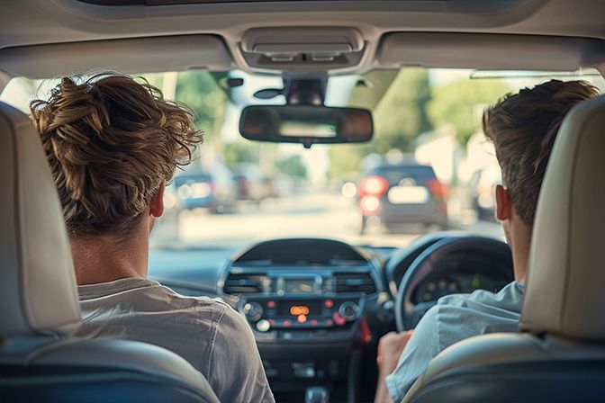 Two Men Are Sitting in The Back Seat of A Car — Sell Any Car Fast in Eagle Farm, QLD