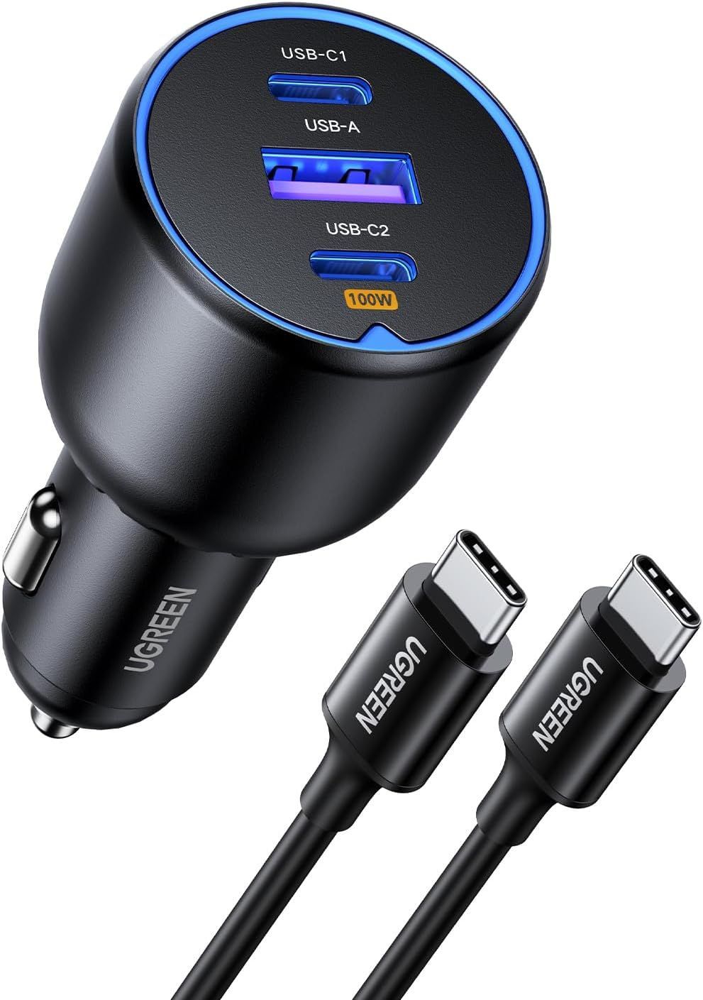 UGREEN 130W three-port USB-C car charger