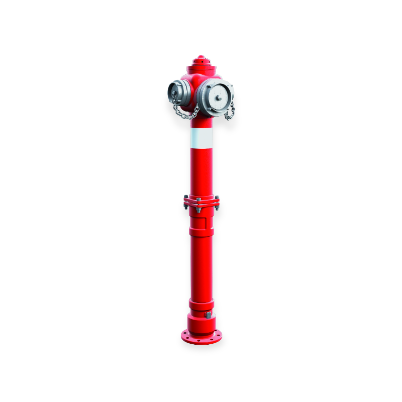 Bovengrondse brandkraan hydrant, gebogen, DN100, met enkele of dubbele sluiting