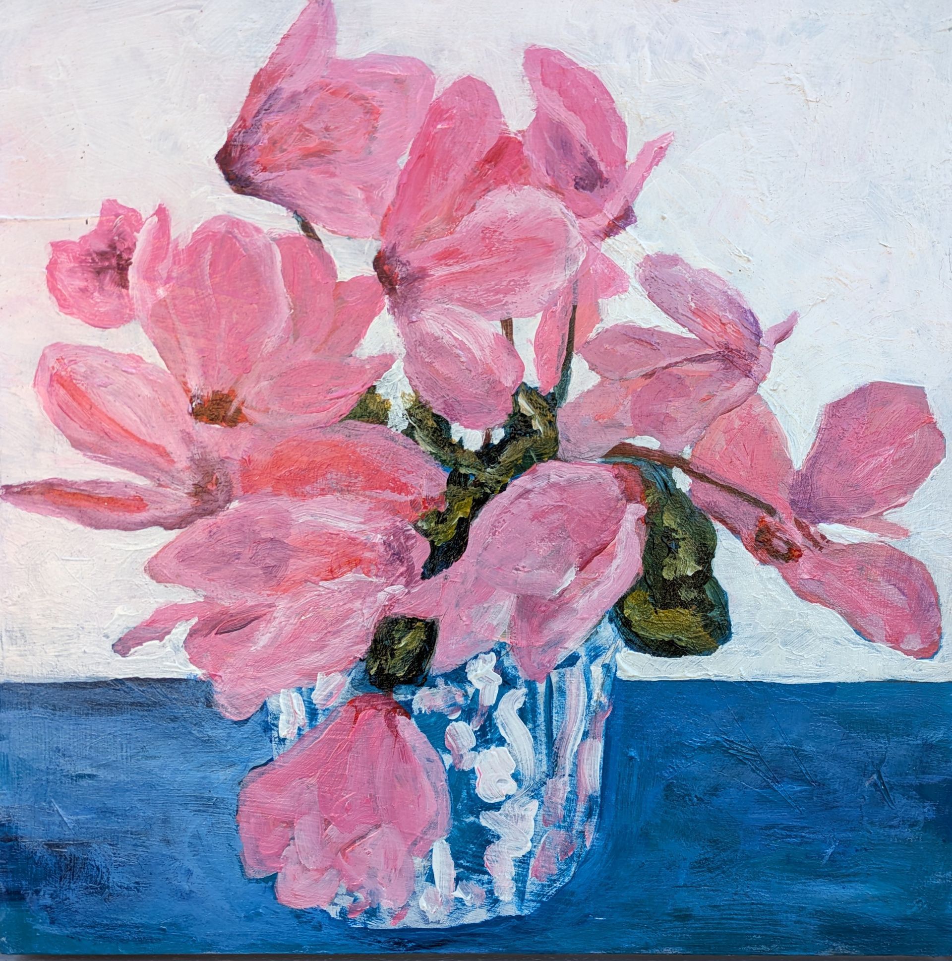 The Pink Cyclamen Mixed Media on Panel 34cm x 34cm £425