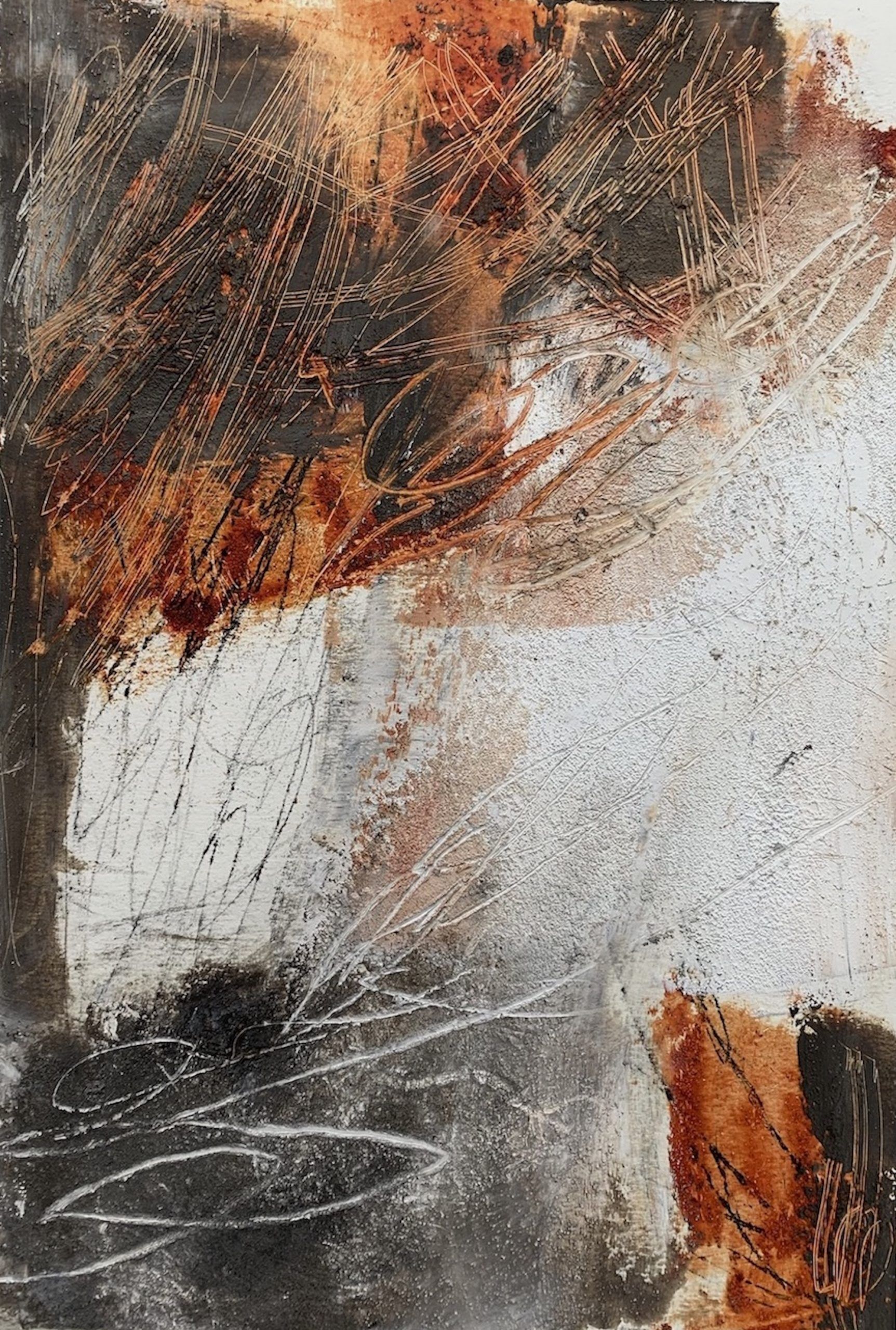 Autumn Mist I Oil, Cold Wax, Mixed Media 17.5cm x 26cm £325